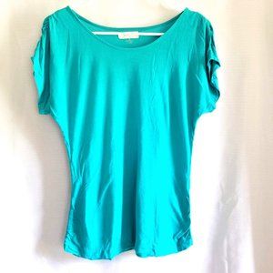 3/$20 Janeric Bright Teal / Turquoise Ruched T-Shirt